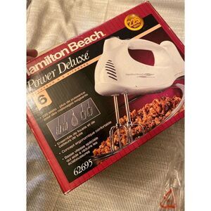 Hamilton Beach Power Deluxe Hand Mixer 6-Speed White with Attachments